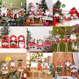 Christmas Tree Hanging Ornaments Plush Cloth Santa Snowman Reindeer Bear Dolls For Holiday Party Home Decor