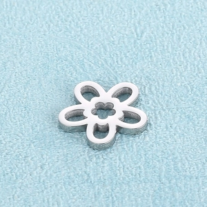 Polished stainless steel hollow flower pendant charm for DIY jewelry necklace making