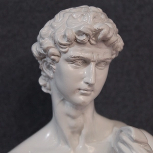 Minimalist white David bust sculpture statue for modern home and living room decor