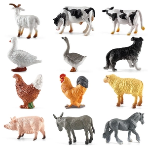 Set di 12 figurine realistiche di animali da fattoria in PVC con capra, mucca e pollame