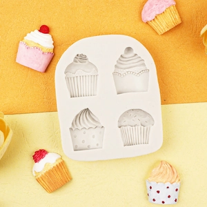 Detailansicht der 4-Loch-Silikonform für Cupcakes, Fondant und Schokoladenhandwerk