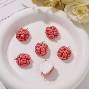 Detailed close-up of 6 creative resin brain pendants for DIY jewelry and crafts