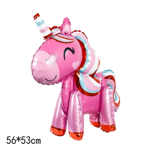 3D pink unicorn rainbow foil balloon for kids birthday party decoration 56x53cm