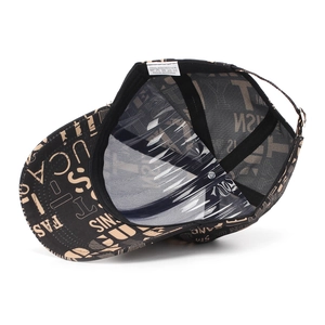 Detail of adjustable metal buckle and inner polyester material of the graffiti baseball cap