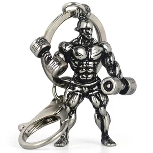 Porte-clés en Métal en Alliage de Zinc Culturiste Fitness Gym Homme Musclé Athlète Sculpture Porte-clés pour Amateurs de Sport Cadeau