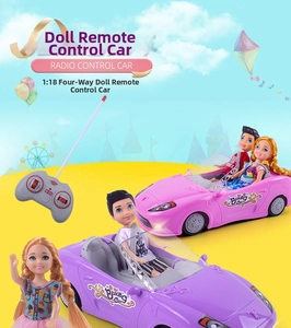 Detail of 1:18 scale doll remote control car set with stylish fashion dolls and remotes