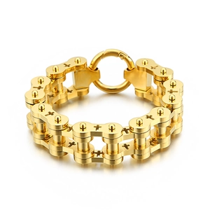 Men Stainless Steel Motorcycle Bike Chain Bracelet With Hollow Cross Pattern Punk Hip Hop Heavy Industrial Jewelry