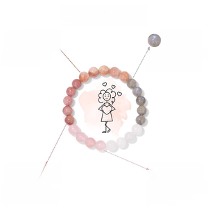 Self-Love bracelet featuring 8mm Sunstone, Labradorite, Rhodochrosite and Rose Quartz beads
