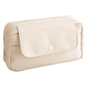Astuccio beige crema ad alta capacità con design trasparente e scomparti multifunzione