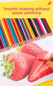 Detail of coloring a strawberry sketch with smooth, vibrant erasable color pencils