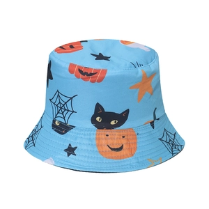 Bob Halloween bleu avec motifs chat noir citrouille toile d'araignée pour streetwear