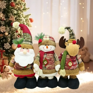 Set de poupées de Noël avec Père Noël, bonhomme de neige et renne à jambes extensibles