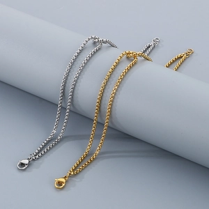 Minimalist gold and silver stainless steel box chain bracelets with lobster clasps