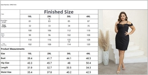 Guide des tailles pour robe courte noire grande taille avec mesh et paillettes