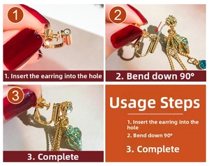 Macro view of gold screw back ear clip converter showing how to insert stud earring