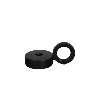 Minimalist matte black ceramic candle holder with circular handle for home decor