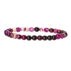 Bracelet élastique en pierres naturelles d'agate violette et œil de tigre 6mm