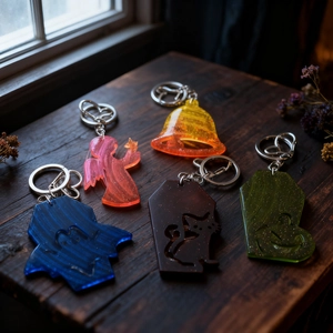 Lot de breloques Halloween en résine pailletée pour porte-clés, cercueil et fantôme