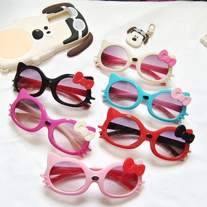 Kids Cartoon Cat Ear Sunglasses Cute Bow Knot Fashion Eyewear UV400 Protection PC Lens Gradient Shades For Boys Girls