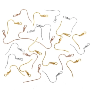 Polished stainless steel fish hook earring wires with bead and coil in three metallic colors