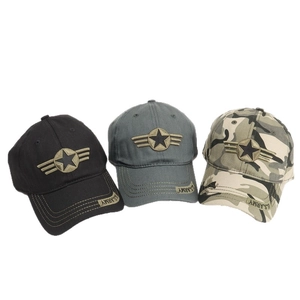 Army style star camouflage baseball caps with U.S. ARMY embroidery in three color options