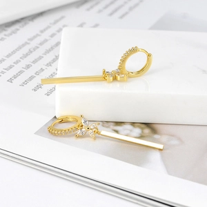 Elegant gold drop earrings with sparkling zircon flowers and long tassels for women