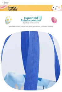 Détail de la poignée bleue renforcée d'un sac cadeau de Pâques réutilisable
