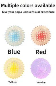 Detail of colorful spiky TPR pet balls showing clear texture and glowing function features