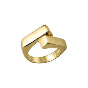 Minimalist S925 sterling silver geometric crisscross open ring in golden finish