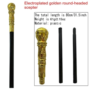 80cm Golden round head king scepter for Halloween with detachable black plastic staff