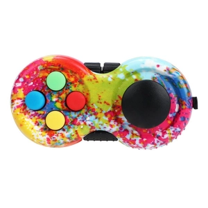 Stress relief fidget controller toy with colorful graffiti pattern and tactile buttons