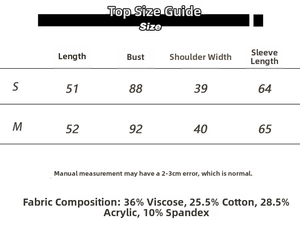 Detailed size guide for cropped hoodie showing length and fabric blend measurements