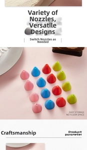 Set of sixteen multi-colored silicone pastry tips for cake decorating and DIY baking