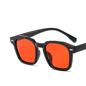 Retro Square Sunglasses UV400 Protection PC Frame Resin Lenses Fashion Rivet Travel Outdoor Women Unisex Eyewear