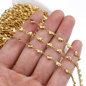 Handheld 18k gold plated stainless steel heart chain for DIY jewelry and necklaces
