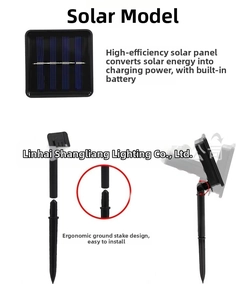 Solar panel component with adjustable ground stake for garden Christmas lights decoration