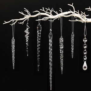 Christmas Icicle Ornaments Clear Acrylic Hanging Pendants For Tree Winter Holiday Party Home Wedding Decor