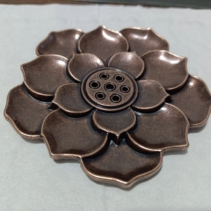 Antique bronze metal lotus incense burner holder with multi-hole design for home decor