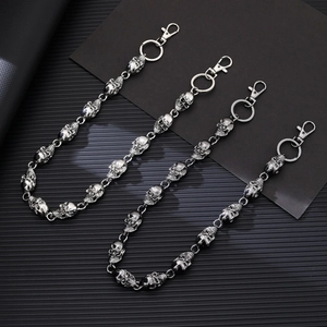 Metal Skull Head Waist Chain Belt For Jeans Punk Hip Hop Gothic Style Wallet Chain Unisex Accessories