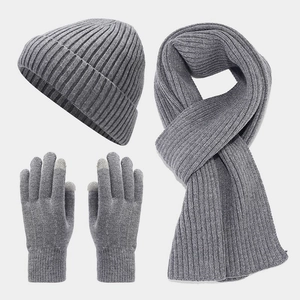 Winter Warm Acrylic Knit Beanie Hat Scarf And Touchscreen Gloves Fleece Lined Thermal Thick Outdoor Cold Weather Essentials