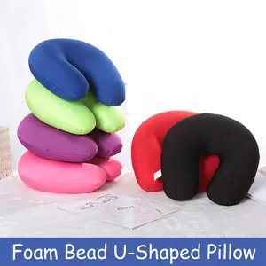 U-Shaped Travel Neck Pillow Foam Particle Filling Ergonomic Support Portable Soft Solid Color For Office Flight Home