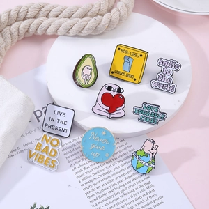 Creative enamel cartoon brooch set featuring avocado and heart designs for clothing
