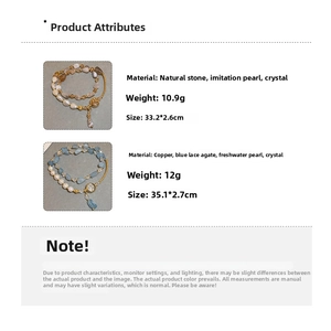 Dettaglio delle specifiche del bracciale multistrato con perle e cristalli moda