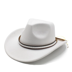 Classic white felt western cowboy hat with star studded band for men and women