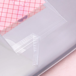 Self-sealing transparent cartoon packaging bag with adhesive strip for cookies and snacks