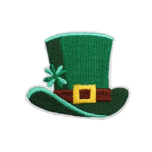 Embroidered green leprechaun hat patch for St. Patrick's Day clothing decoration