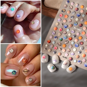 3D Geprägt Planet Nagelaufkleber Universum Weltraum Cartoon Selbstklebend Wasserdicht Nagelkunst Dekoration Bogen Für Damen Maniküre