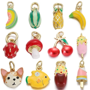 Enamel Fruit Animal Food Charms Colorful Copper Alloy Pendants For Jewelry Making DIY Crafts Accessories