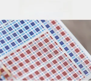 Detail of 5D blue and red plaid pattern nail stickers with ultra-thin adhesive backing