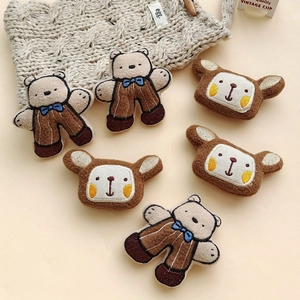 Cute Cartoon Bear Plush Brooch DIY Accessory Embroidery Animal Head Soft Doll For Bag Clothing Decoration Japanese Style